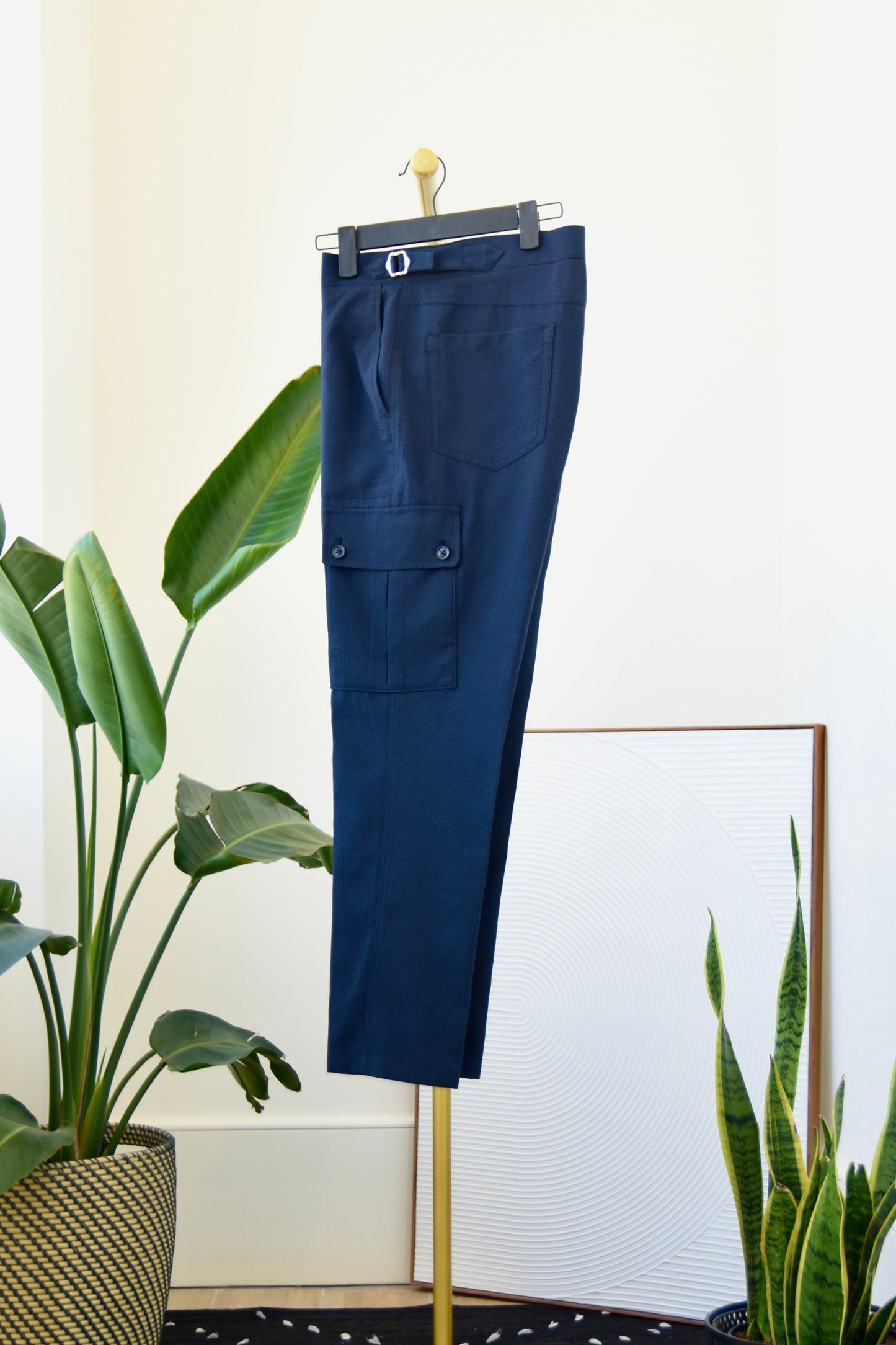 Damari x MSP - Navy Seersucker Cargo Pants