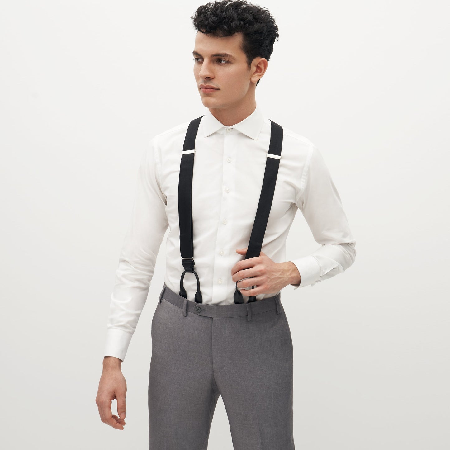Grosgrain Solid Black Suspenders by SuitShop