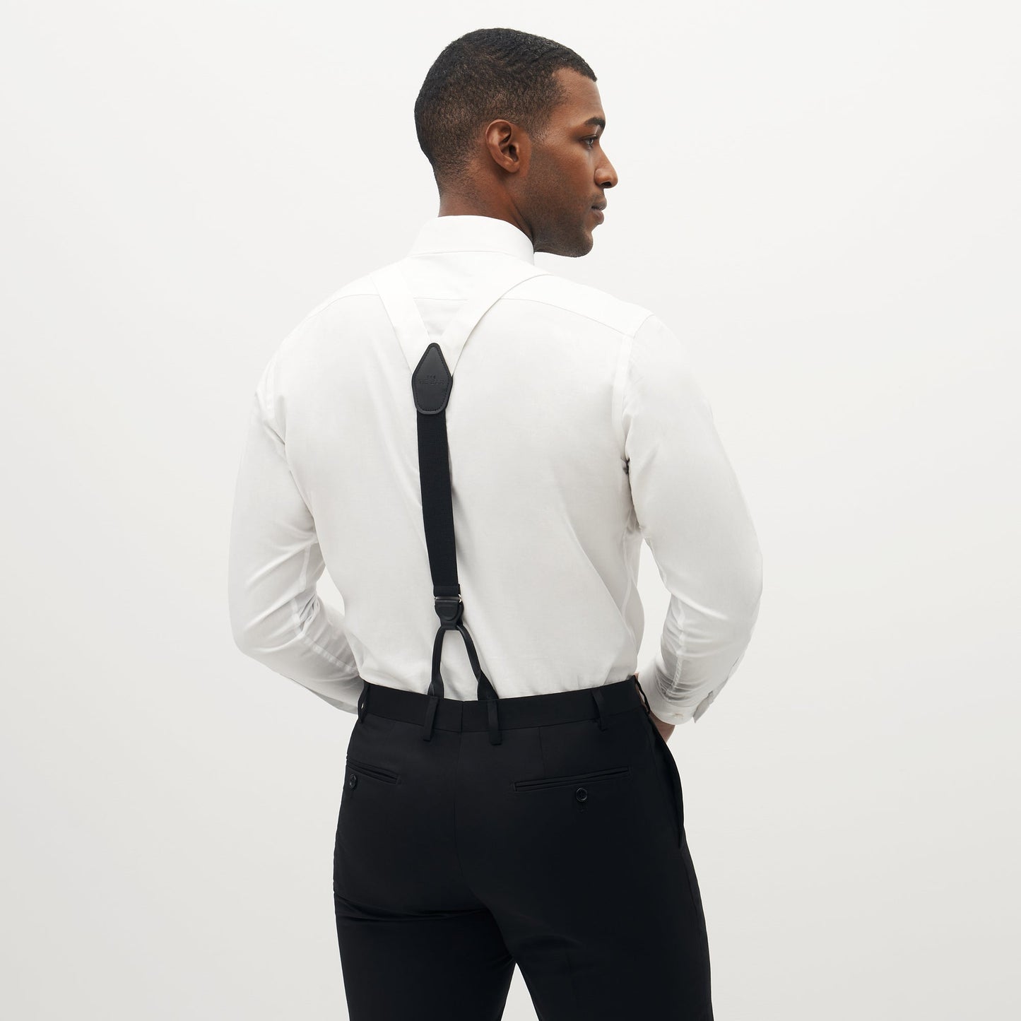 Grosgrain Solid White Suspenders by SuitShop